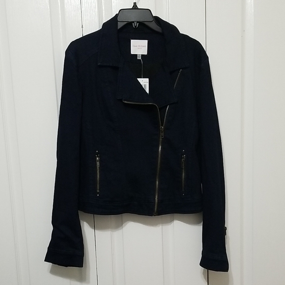 Isaac Mizrahi Jackets & Blazers - Isaac Mizrahi Denim Jacket with Moto Design and Asymmetrical Zipper